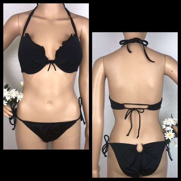 VS The Fabulous Push Up Black Bikini Top 32C 34D 34DD - Picture 2 of 8